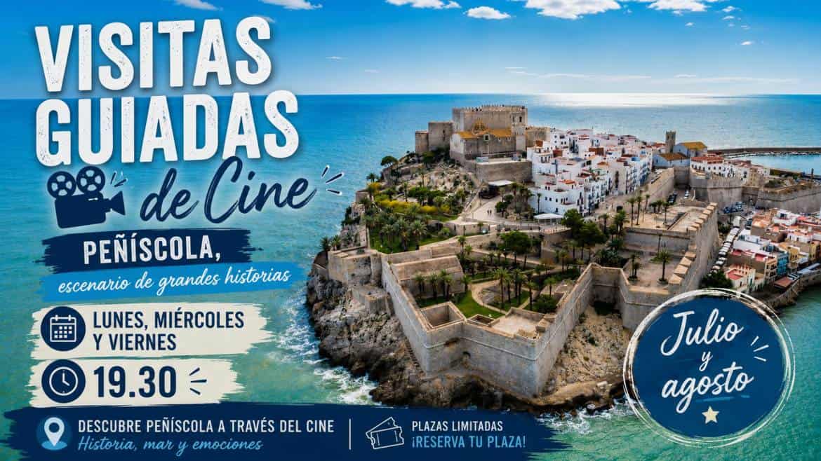 Visitas guiadas de cine en Peñíscola con vistas al castillo y la ciudad.