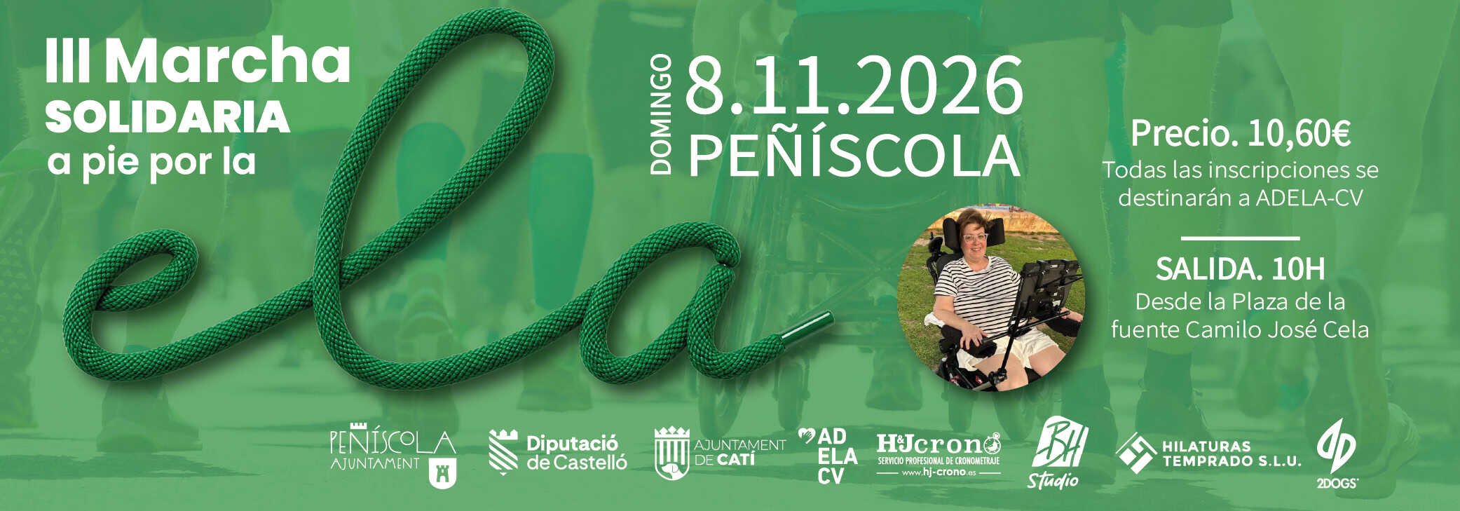 Cartel del evento III Marcha Solidaria a Pie por la ELA – Peñiscola 2026